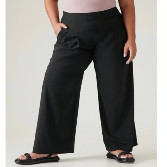 ATHLETA High Rise Brooklyn Heights Pleated Wide Leg Pants Size 22 NEW $109 msrp - Picture 1 of 2